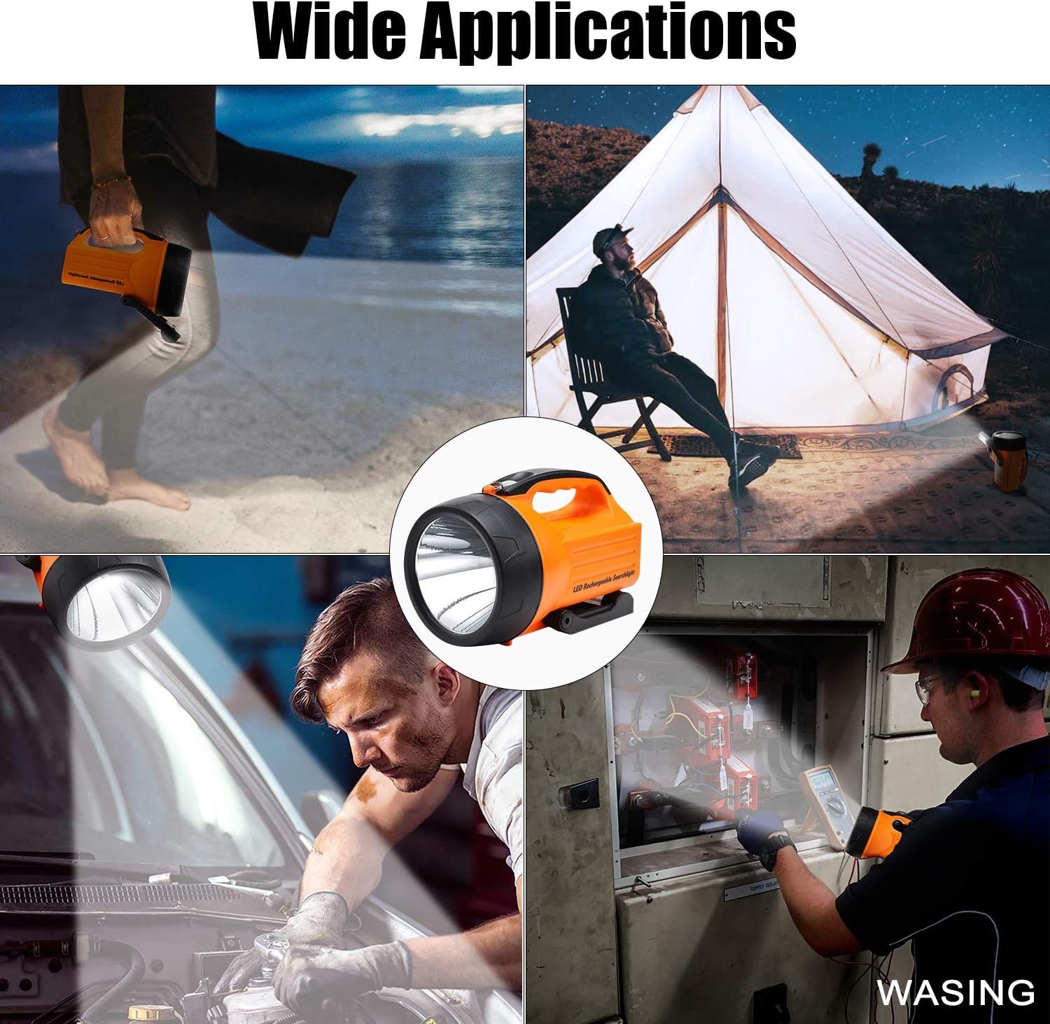 10 Watt 1000 Lumens LED Rechargeable Spotlight Flashlight 827-orange