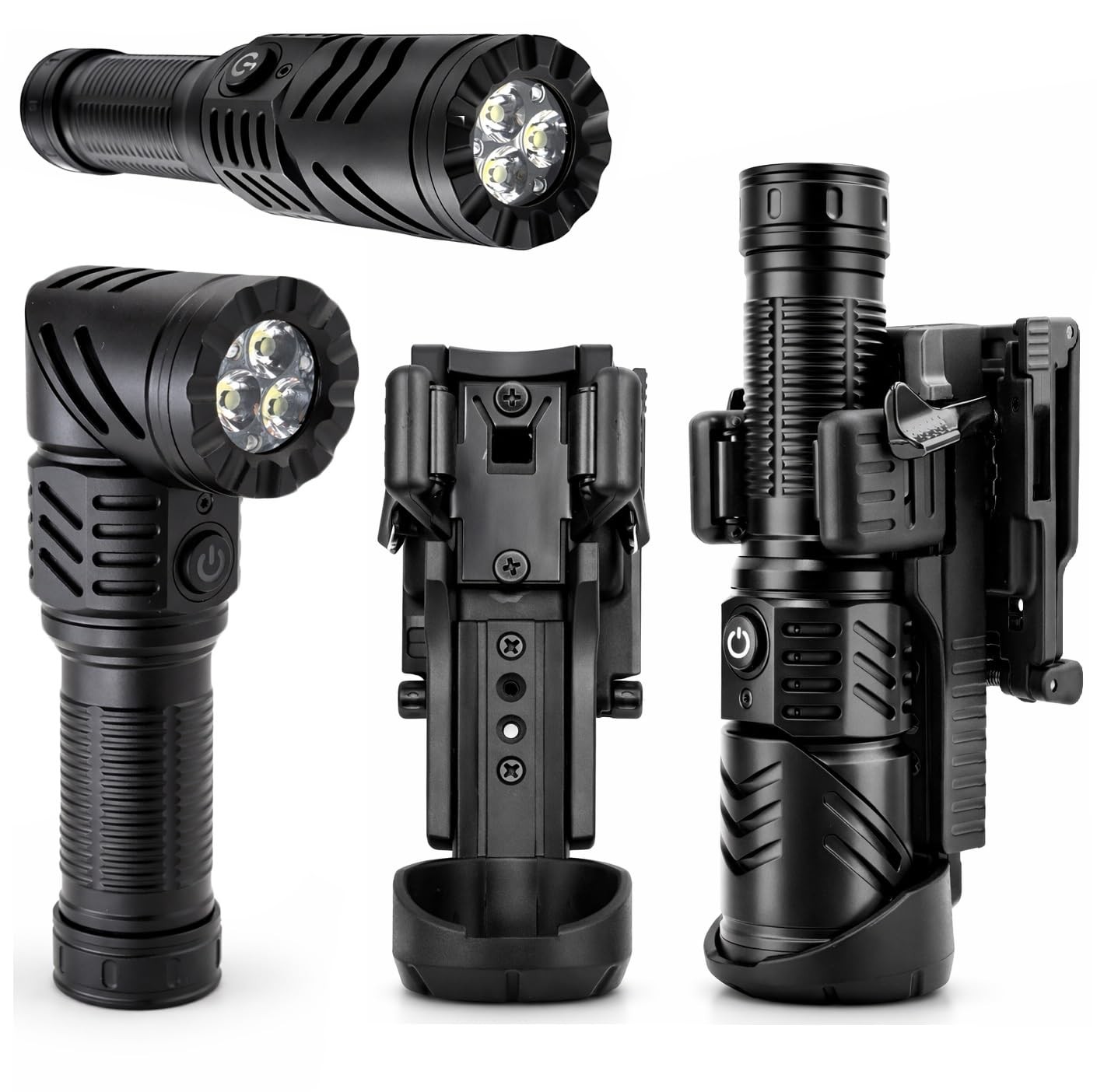 Rechargeable Flashlight with Belt Clip 5.9 x 1.42 x 1.1 inches, Black