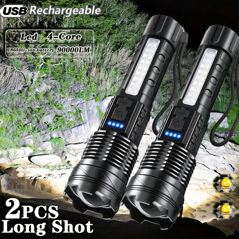 5000000LM LED Flashlight Tactical Light Super Bright Torch USB Rechargeable Lamp