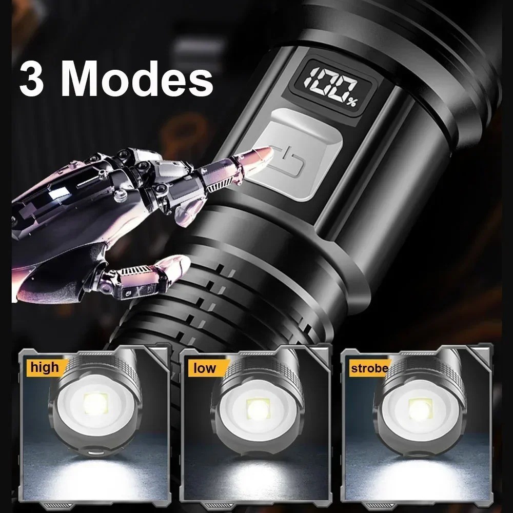 1600000 Lumens Super-Bright LED Tactical Flashlight Rechargeable COB Work Light