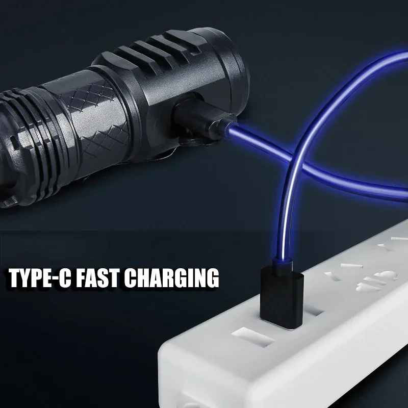 Rechargeable LED Flashlight Built-In Battery Pen Clip Torch Camping Outdoor