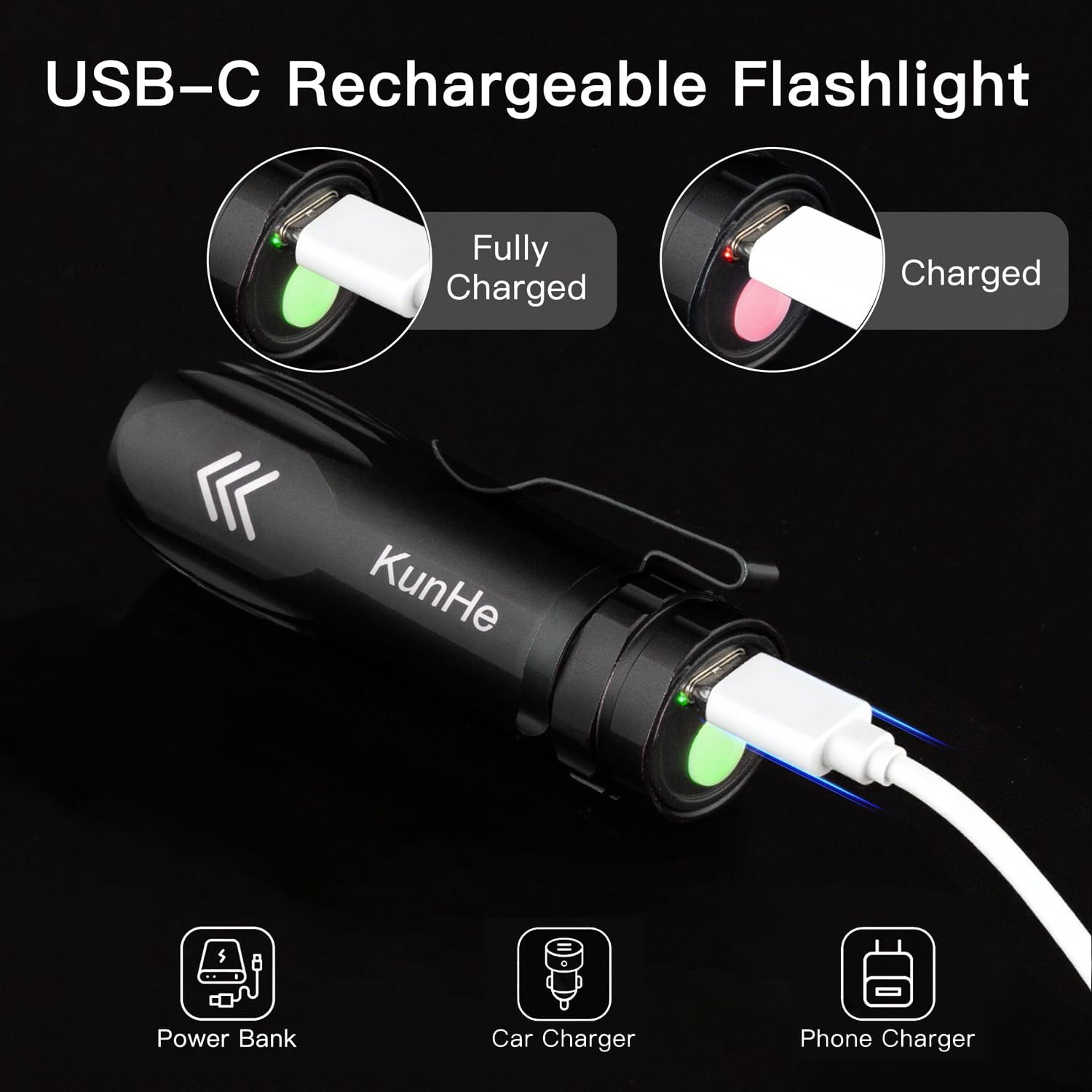 5 Pack Mini Flashlight Rechargeable Bulk USB-C Small High Lumen Flashlight Si…