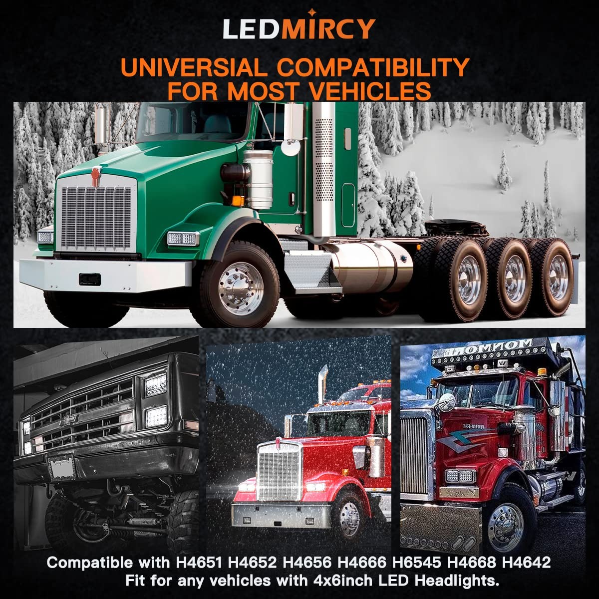 4×6 Sealed Beam White Rectangular LED Light 4PCS High Low Beam LED Driving