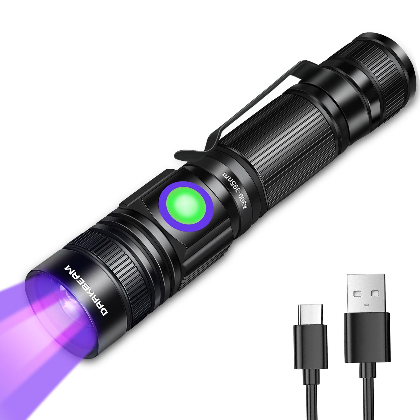 UV Black Light Flashlight 395nm – Rechargeable USB Woods Lamp, Powerful Mini …