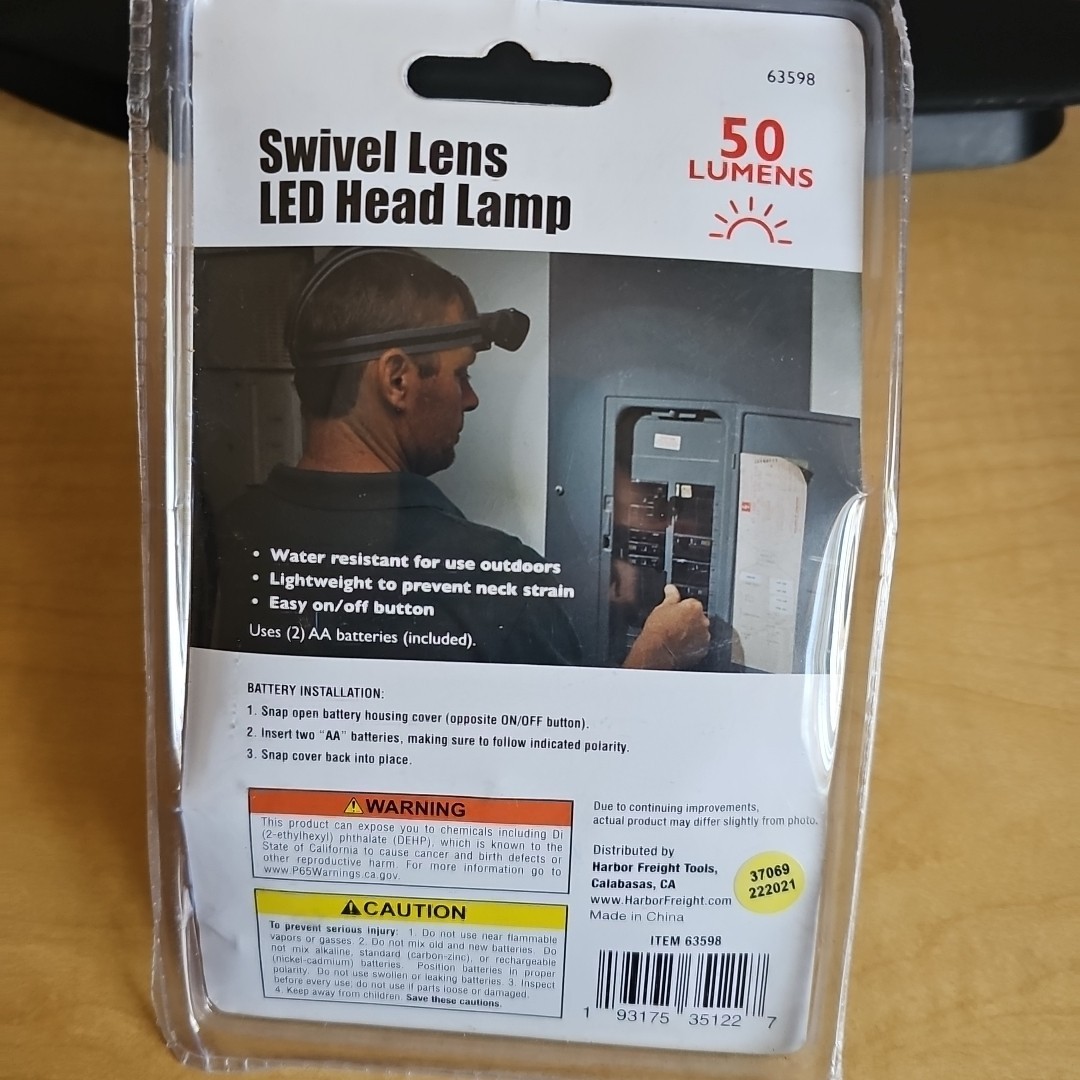 Swivel Lens LED 50 Lumens Headlamp Flashlight with Headband Strap Black/Gray