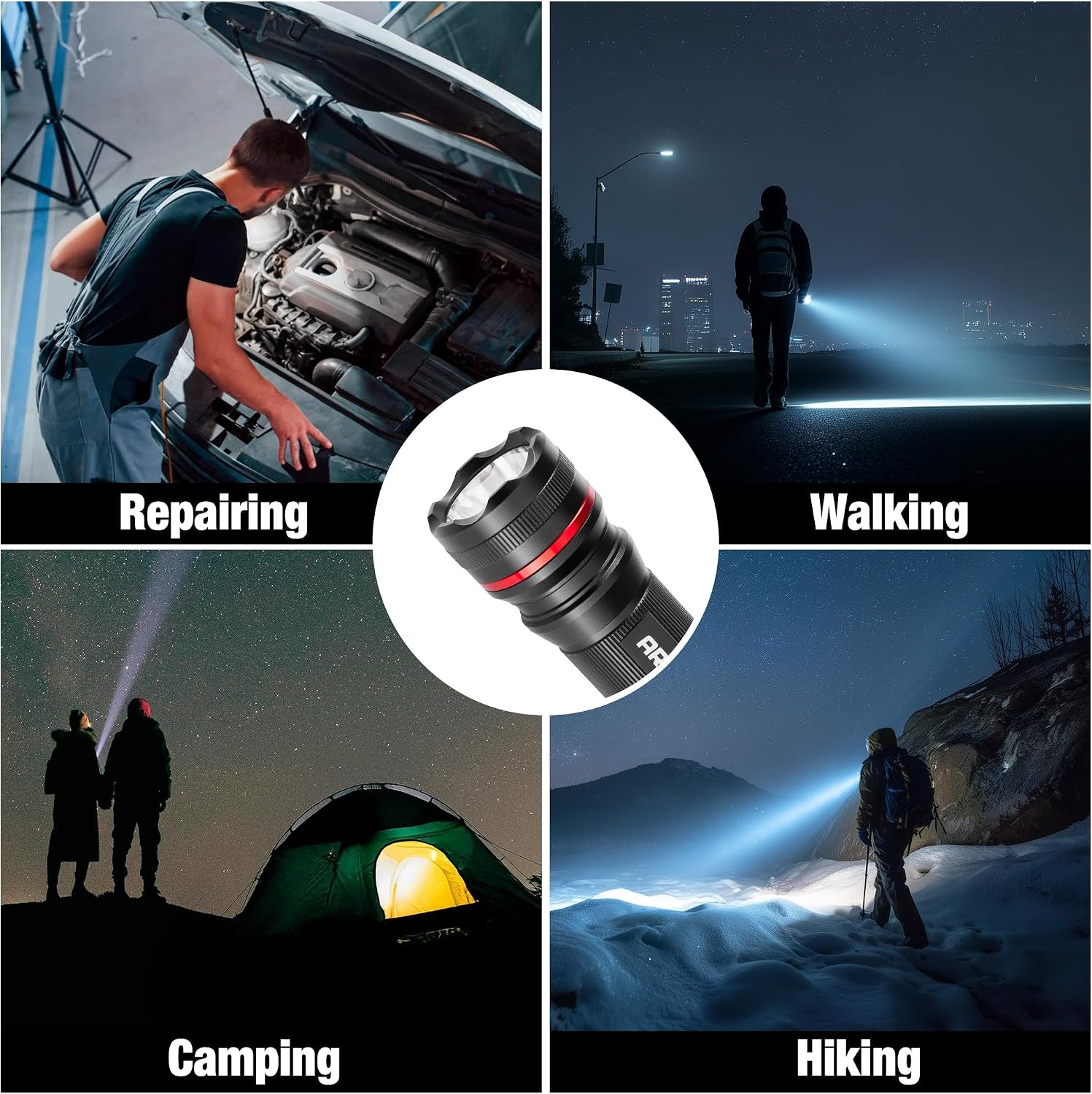 Arrow LED Flashlight 350 Lumens, Bright Flash Light with High/Low/Strobe Modes,