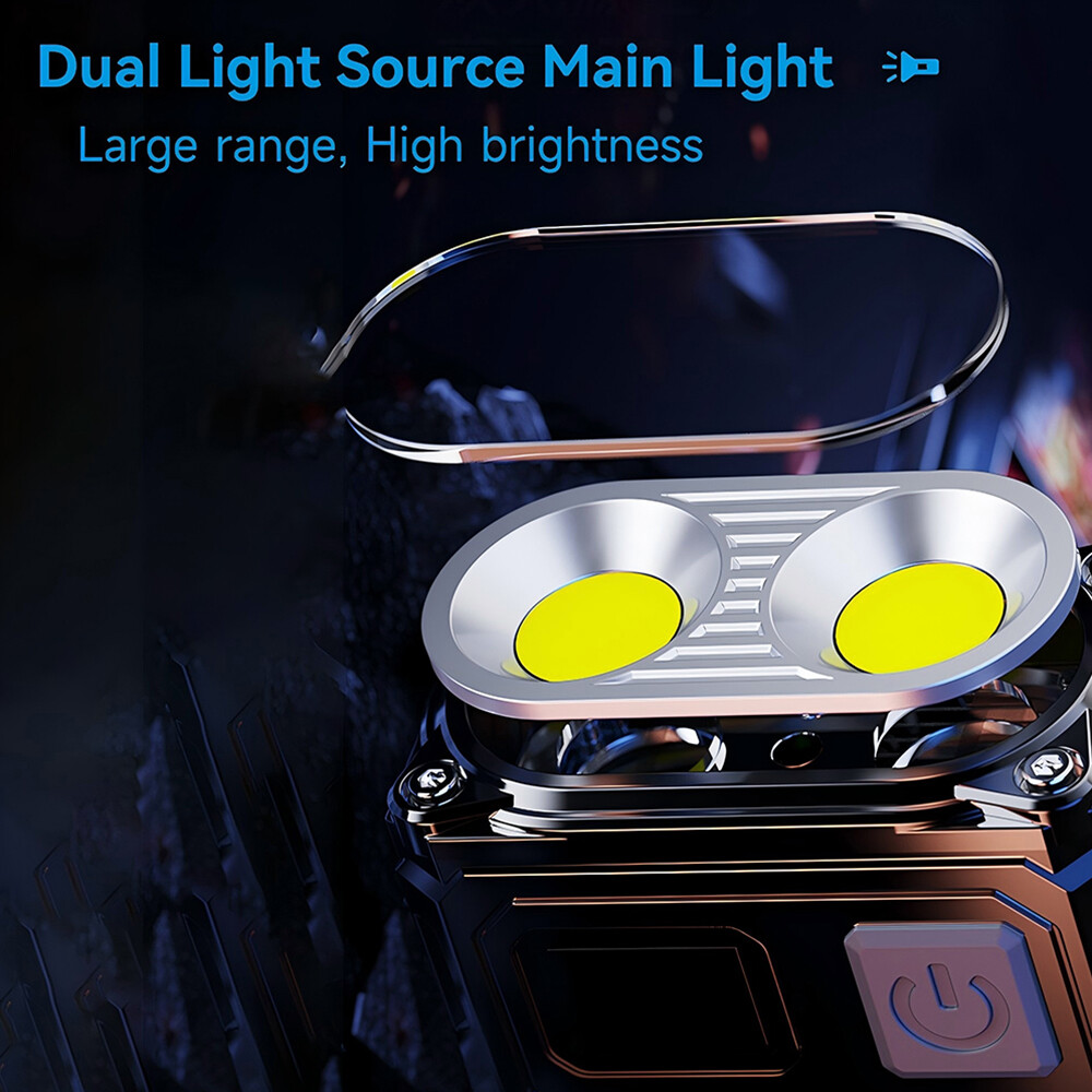 Mini USB Rechargeable LED Flashlight COB Work Lamp Torch Portable Keychain Light