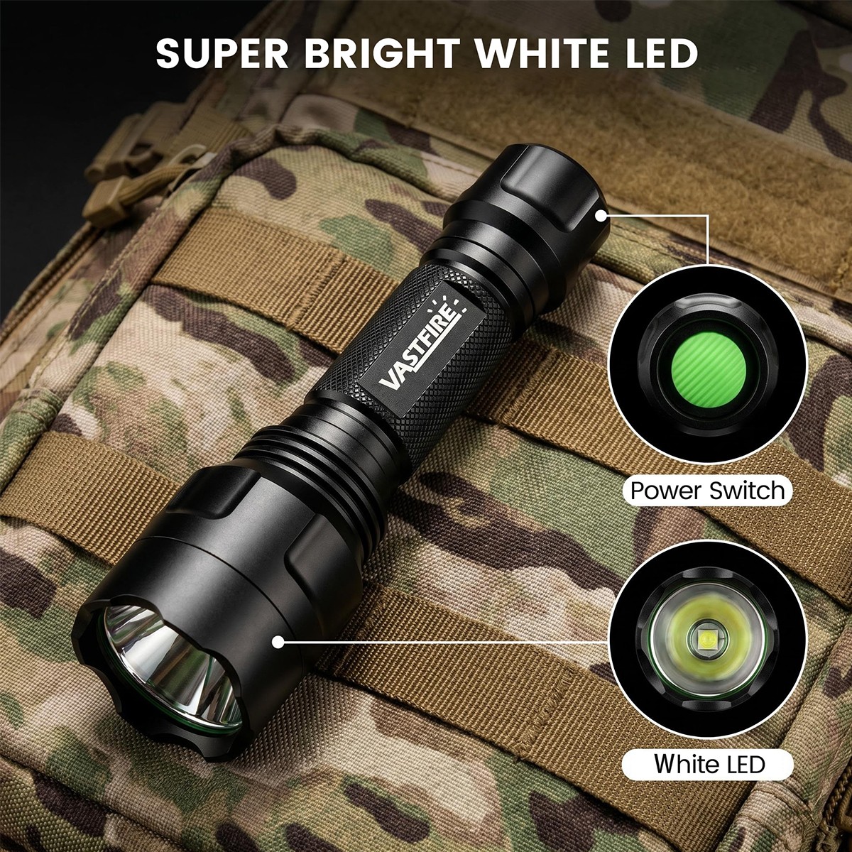 500Yards LED Flashlight Hunting Night Light Torch With Scope Mount 20mm Rail