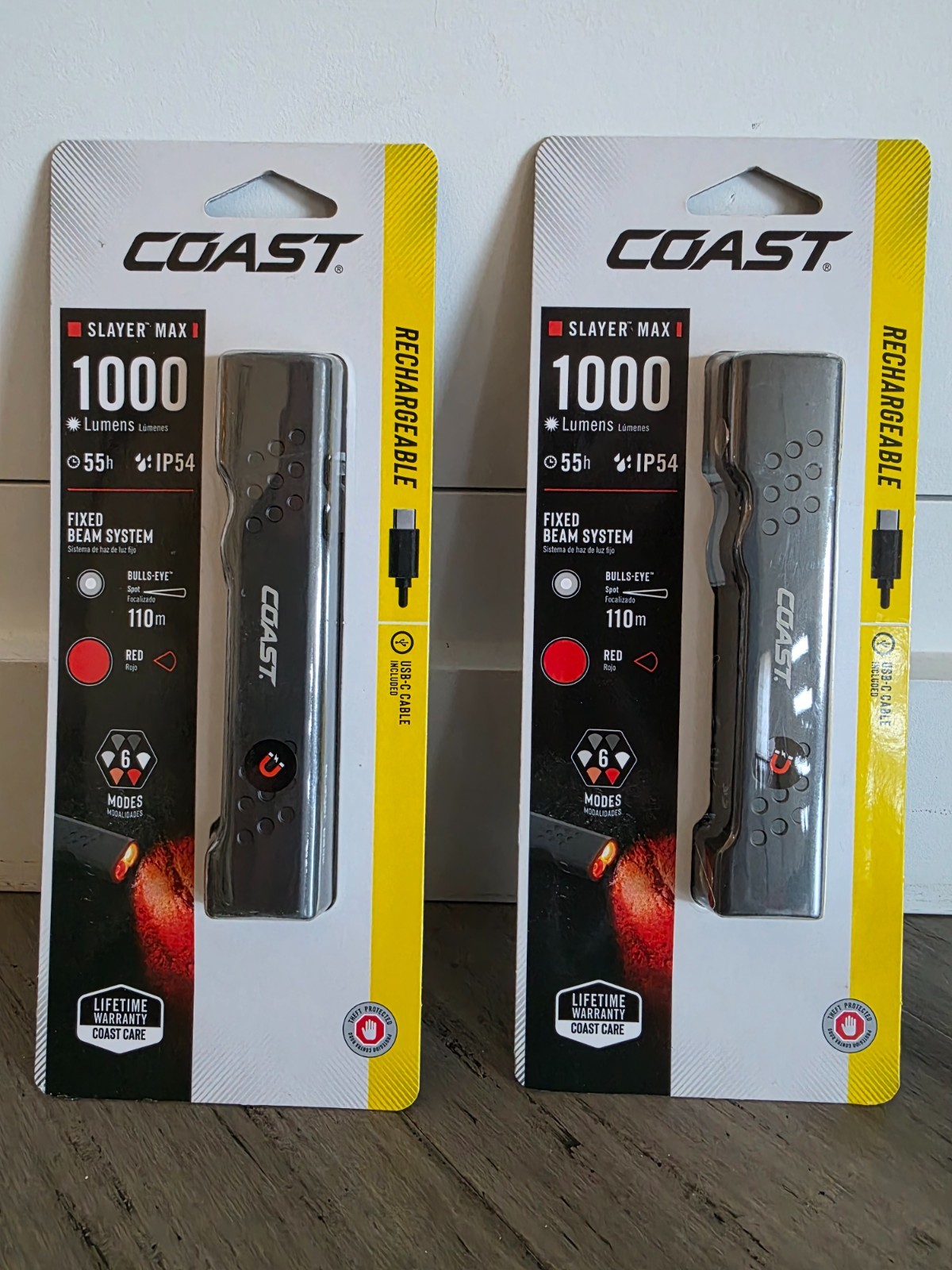 Coast Slayer Max 1000 Lumen Rechargeable LED Flashlight with Built-In Battery