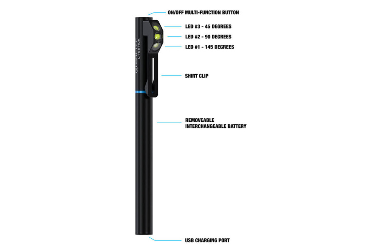 Quiqlite LiteStick Rechargeable Programmable Clip-On Pocket Light
