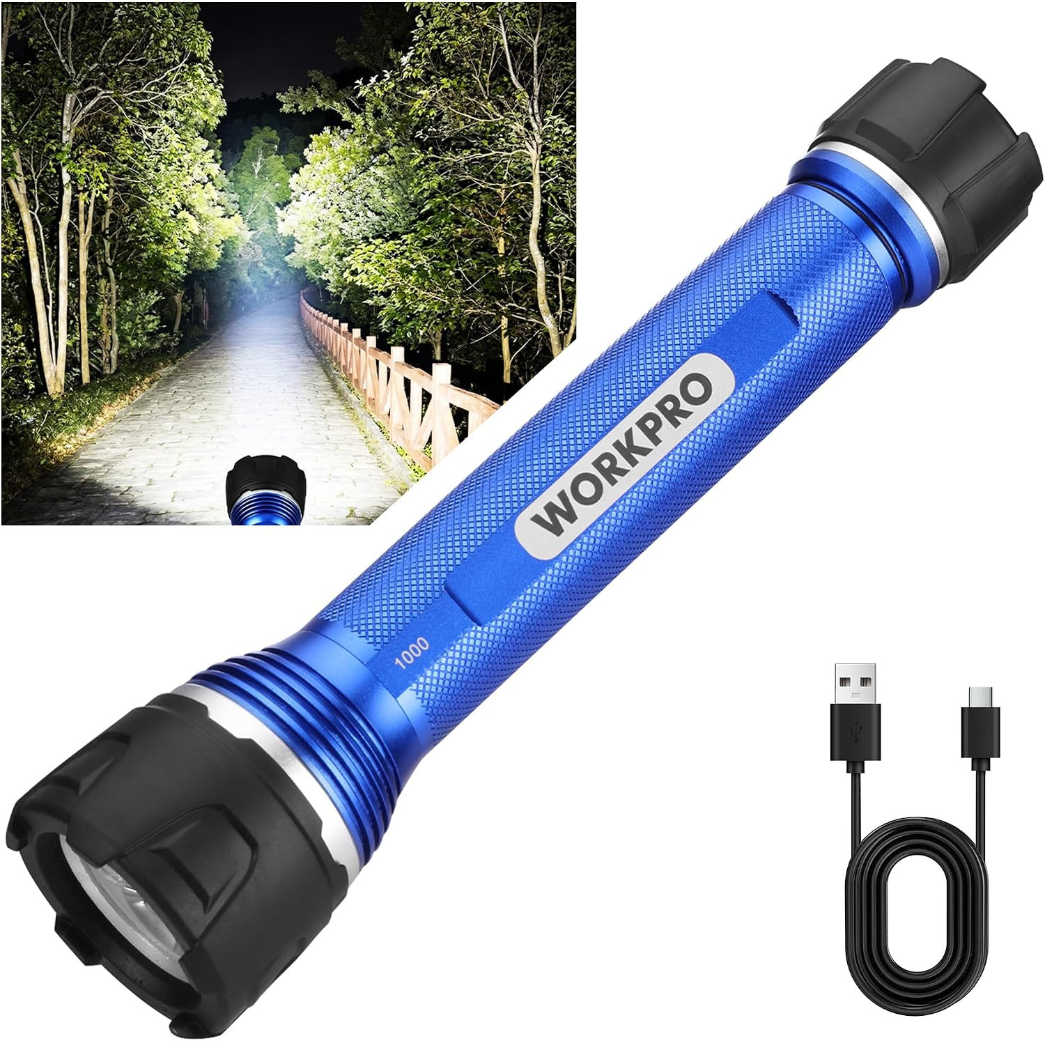 Rechargeable LED Flashlight, High Lumens IPX7 Waterproof Heavy-Duty Flash Light,