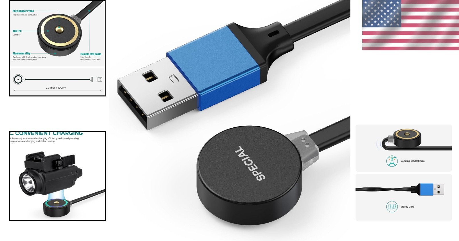 Durable Magnetic USB Cable for Olight Baldr Mini & RL Series – Ultra Lightweight