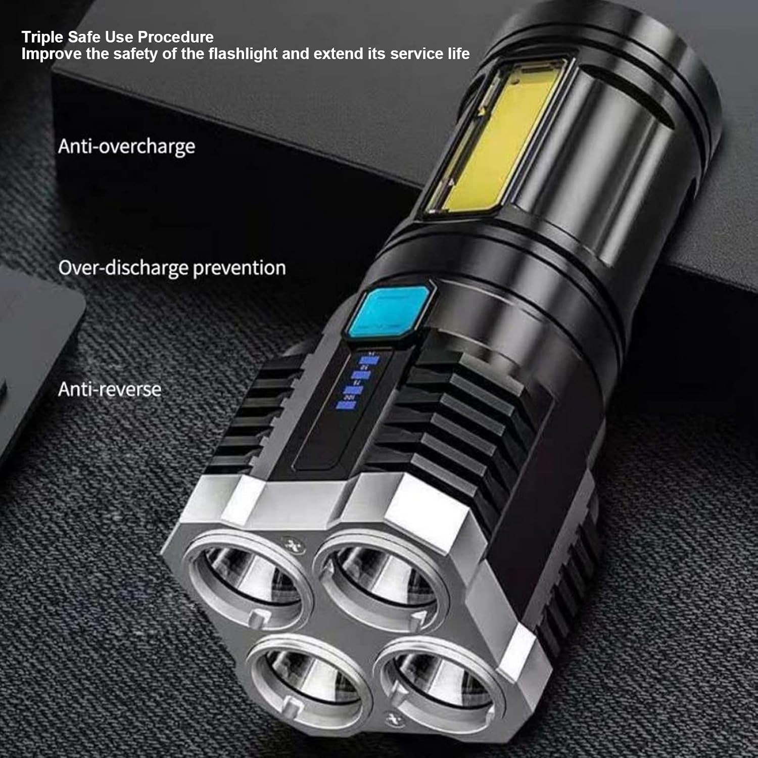 High Power LED Flashlights Camping Torch With 4 Lamp Beads And COB Side Light