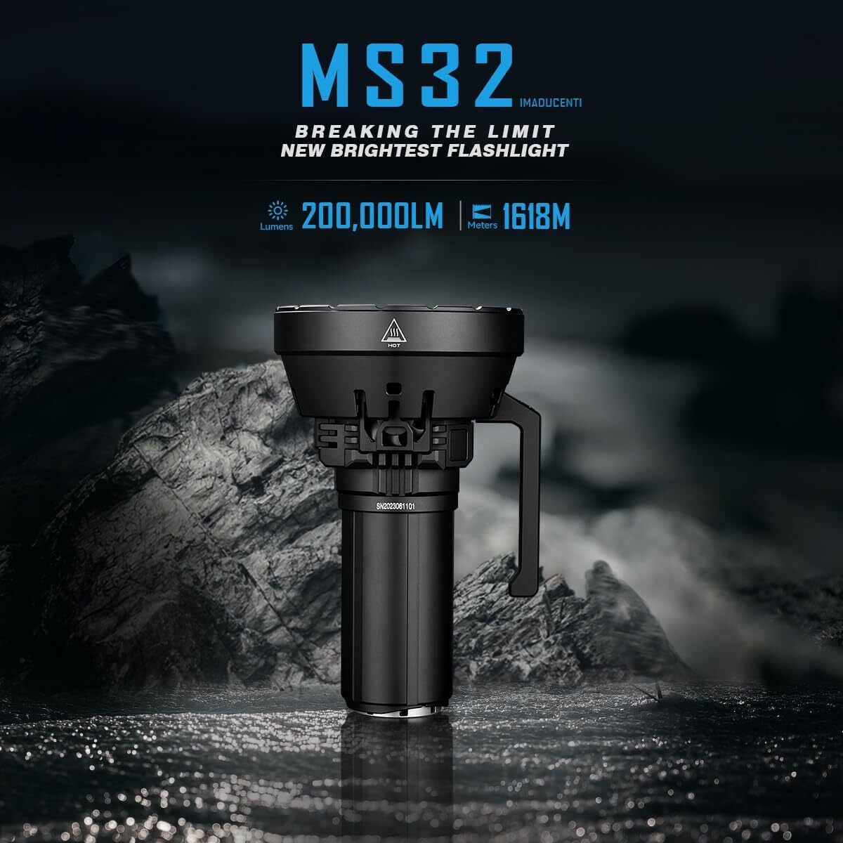 IMALENT MS32 200000 Lumens Long Throw Flashlight with Charger, 4000mAH Battery