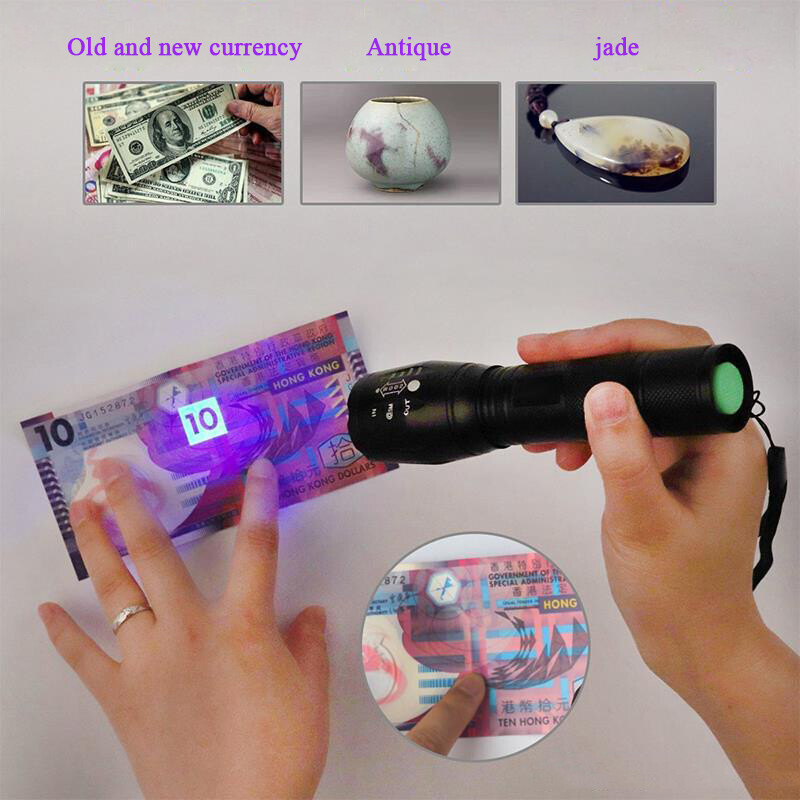UV Torch Ultra Violet Flashlight White+Purple LED Blacklight Inspection 2 Mode