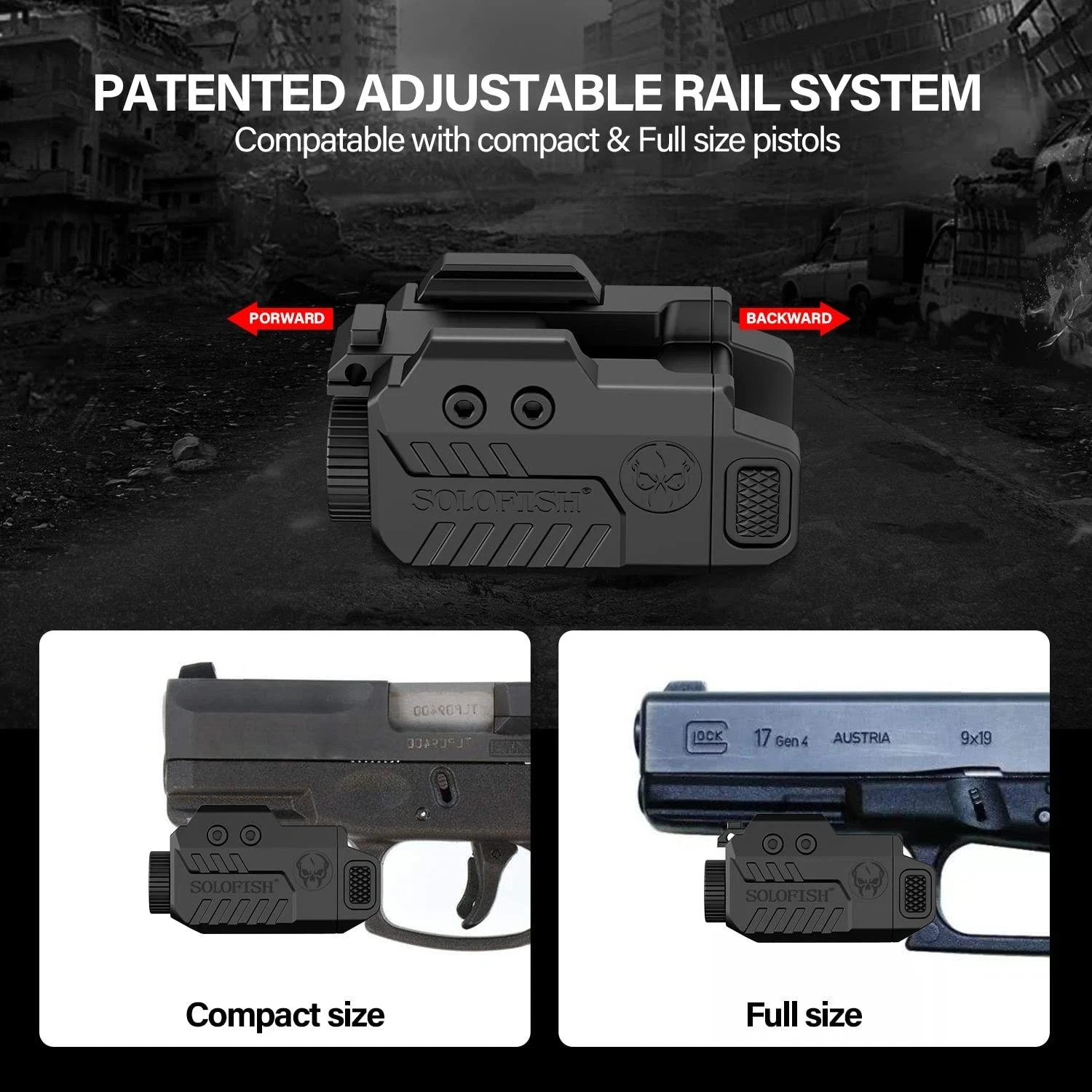 Solofish 500lm Tactical Flashlight Compatible for Compact with Rail, Green/Re…