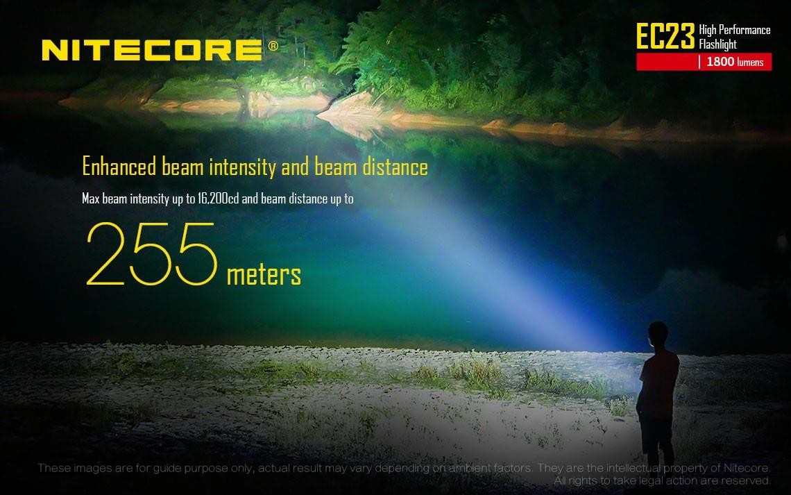 NITECORE EC23 1800 Lumens LED Flashlight High performance w/battery
