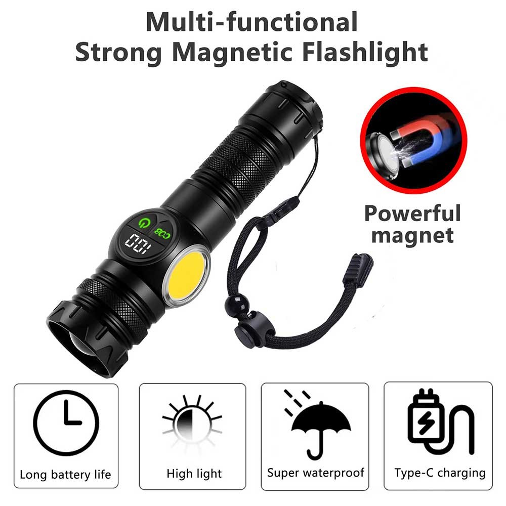 10000LM Laser LEP Flashlight Yellow Red Light Zoom USB Charging Magnetic Torch