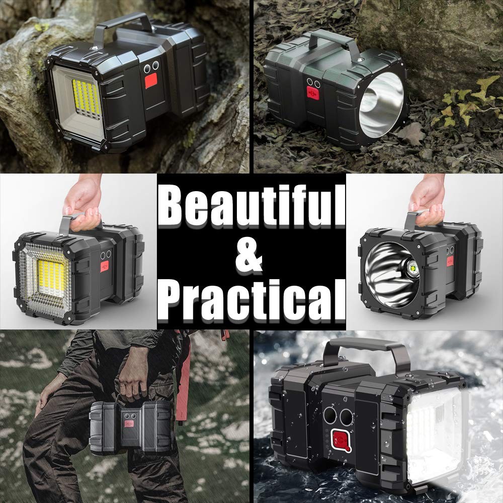 AlpsWolf Rechargeable Flashlight, LED Spotlight Flashlight 15000 Large, Black