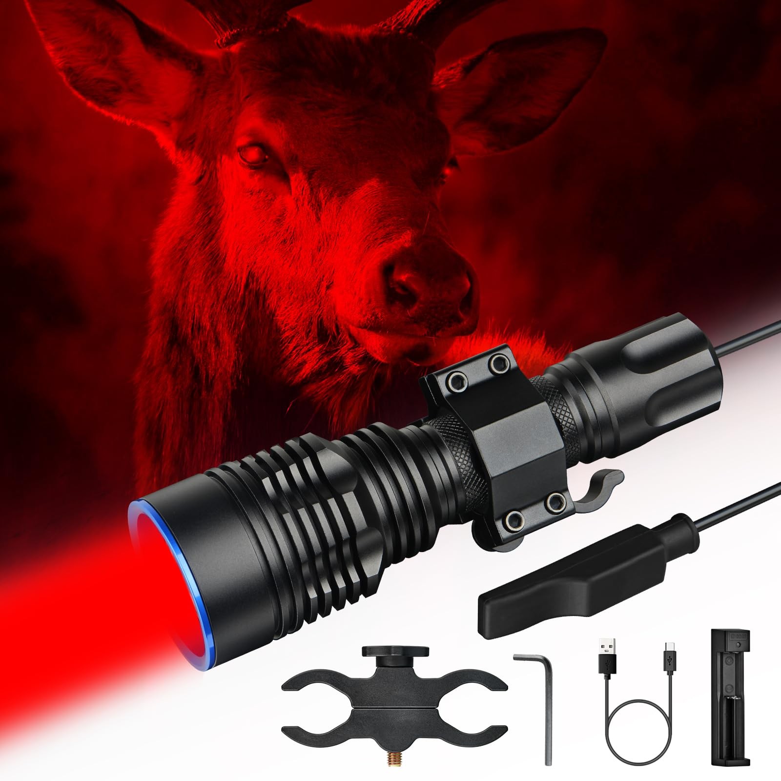 UC20Pro Red Hunting Light Kit, 1000m Spotlight 1000 High Lumen Tactical Flash…
