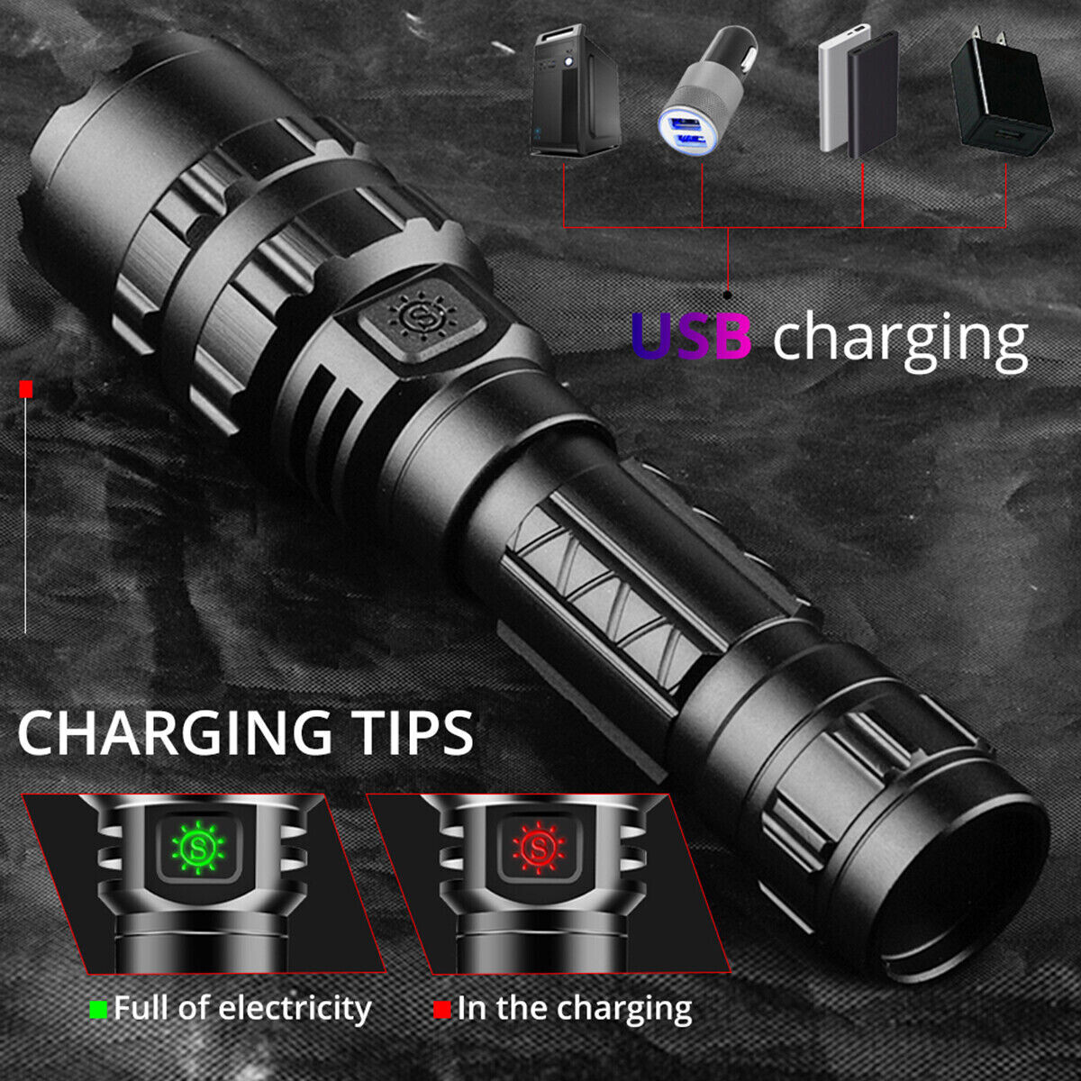 LED Bulb Super-Bright Tactical LED Flashlight Rechargeable Powerful Torch