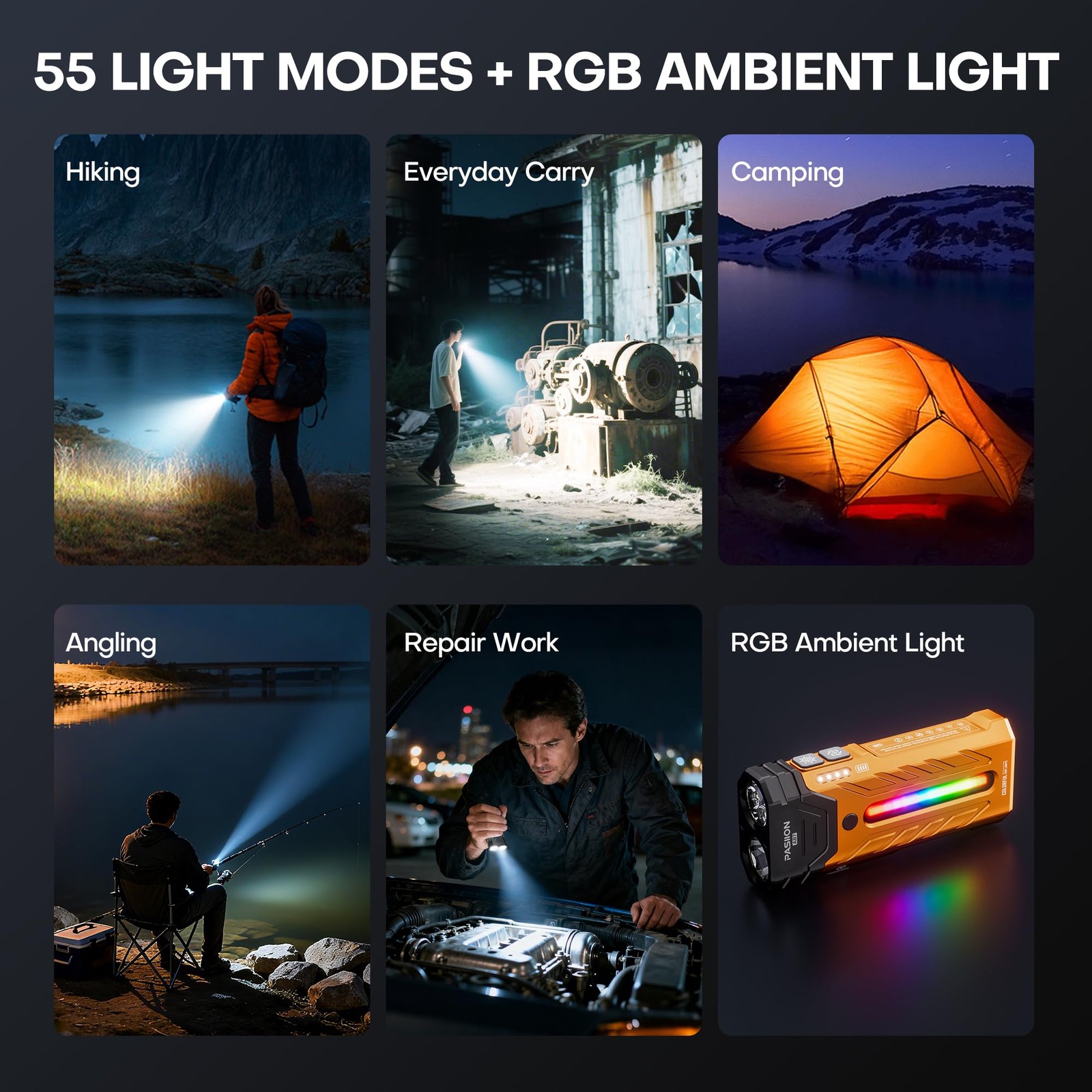 PASIION Orange flashlight RGB 3250 lumens