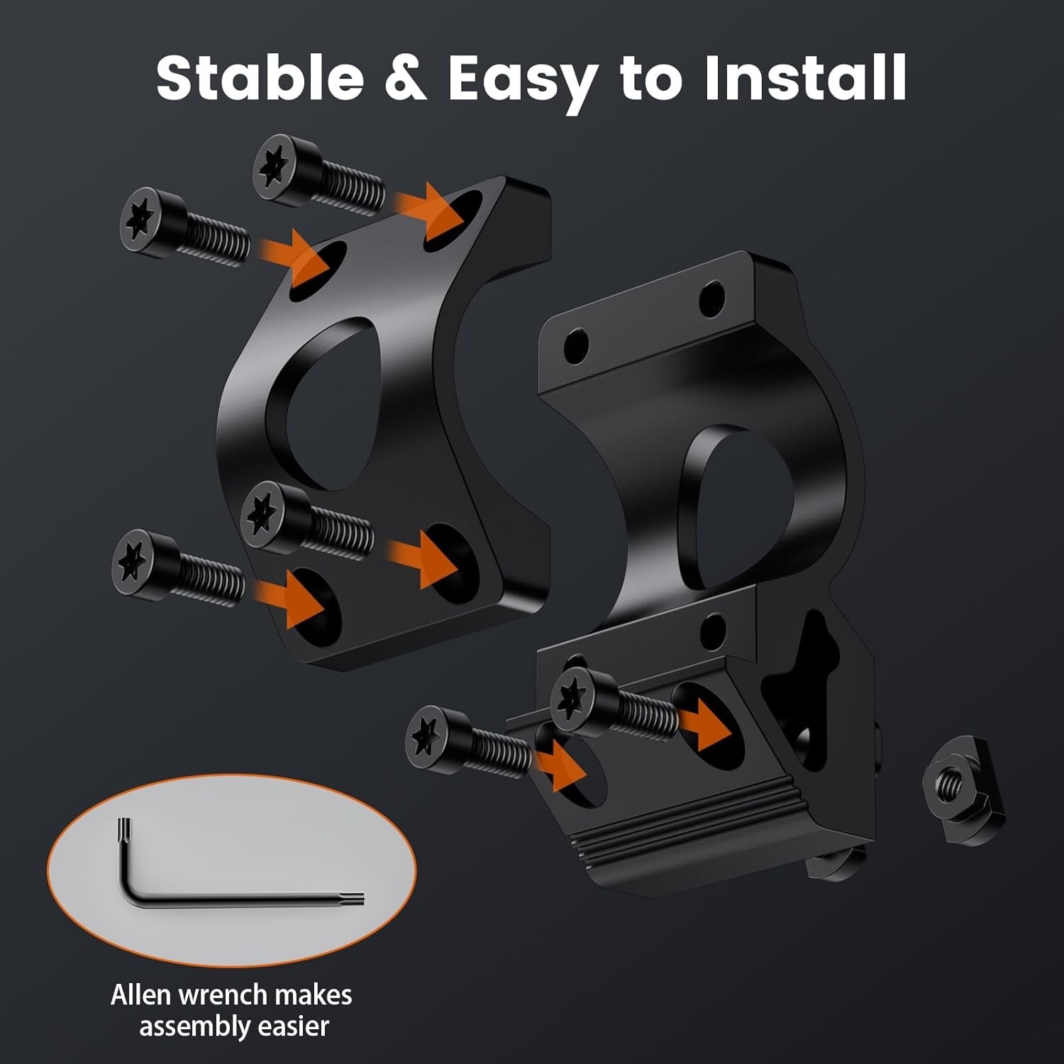 Flashlight Mount Tactical 45° M Lock 1 Inch Black Aluminum Rail Bracket System