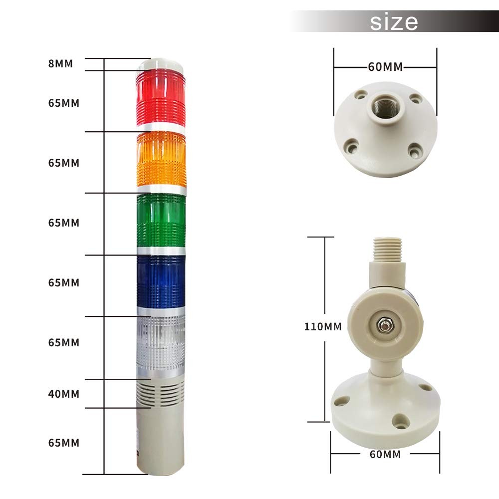 5 Stack LED Signal Tower Light, Industrial Flashing LED Warning Light with 85…