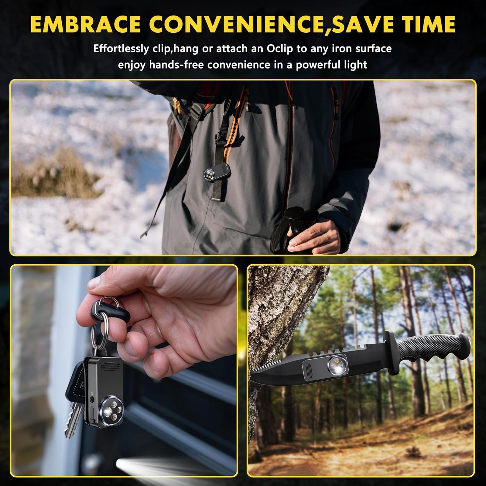 YOZYU Clip-on Flashlight 600 Lumens Waterproof LED Rechargeable
