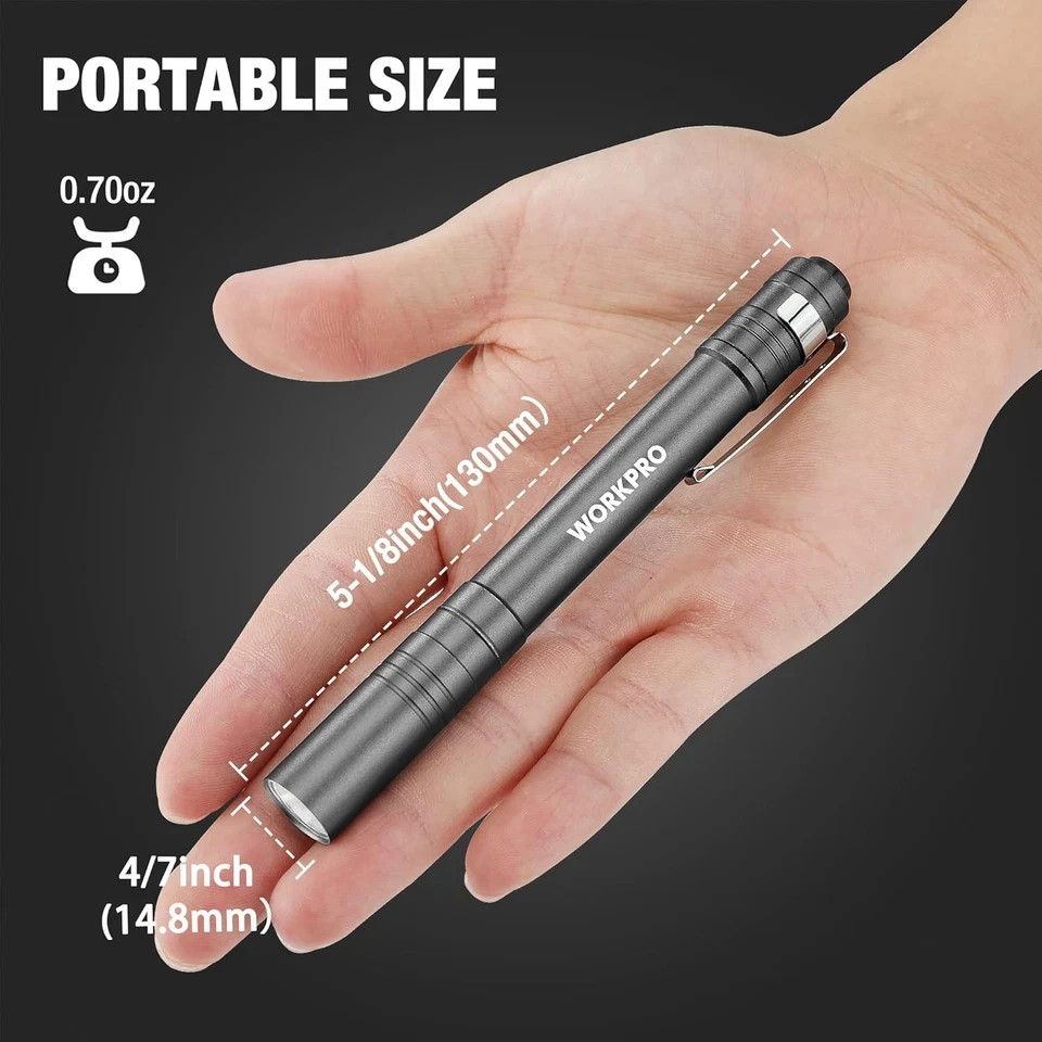 WORKPRO LED Pen Light, Aluminum Pen Flashlights, Pocket Flashlight with Clip for