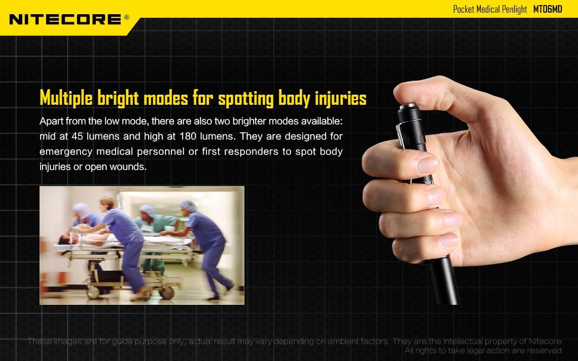 Nitecore MT06 MD 180 Lumens LED Flashlight AAA batteries flashlight for doctors