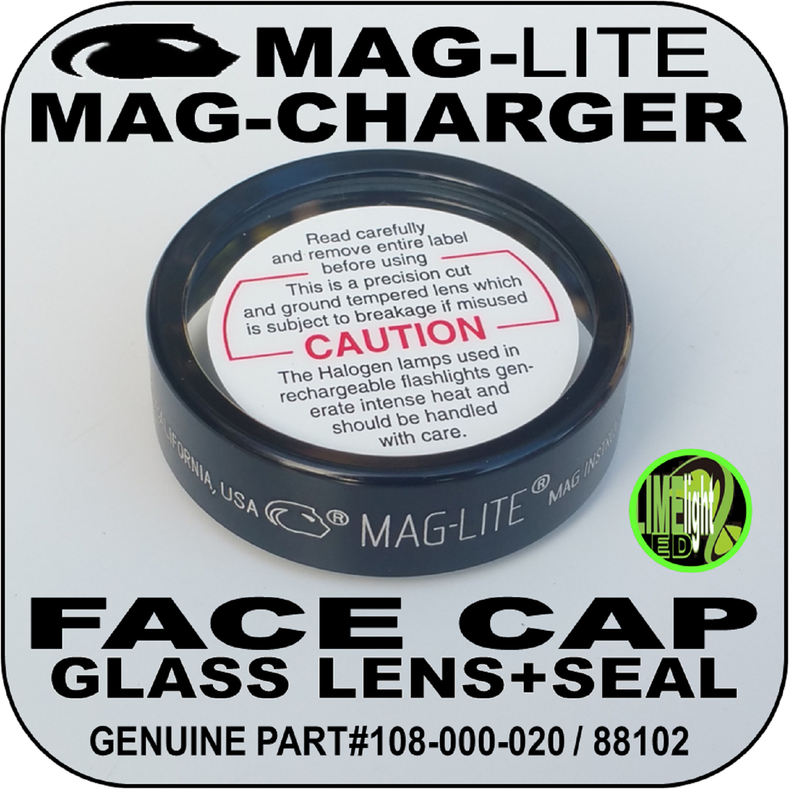 MAGLITE UPGRADE FACE CAP GLASS LENS + SEAL MAG-CHARGER FLASHLIGHT TORCH INCAN