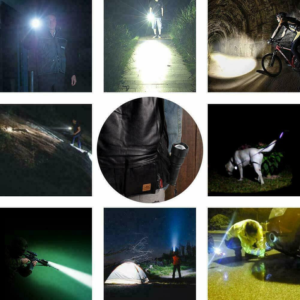 1200000LM LED Flashlight Tactical Light Super Bright Torch USB Rechargeable Lamp