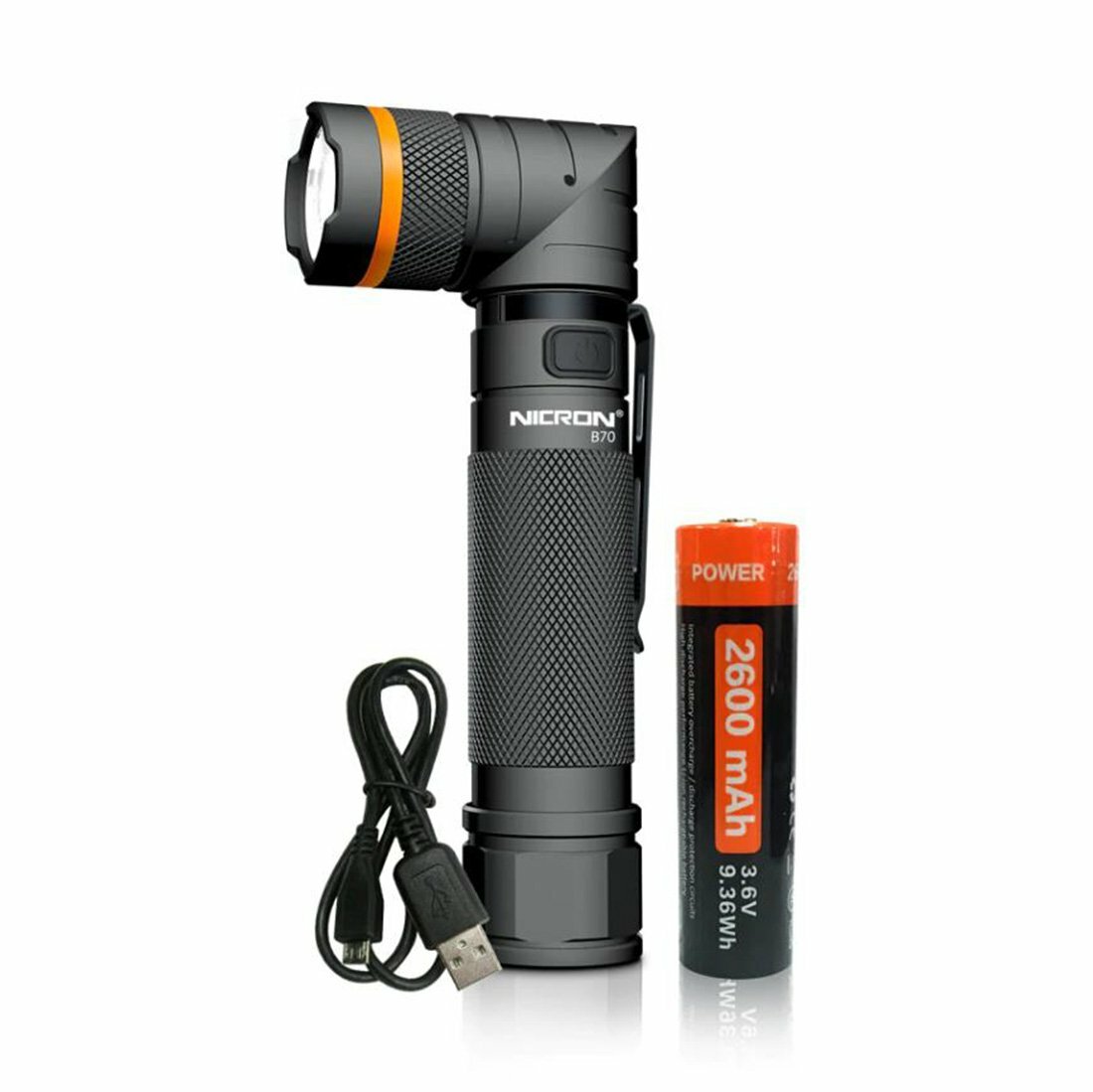 Nicron 1200LM Magnetic Twist 90° Type-C Rechargeable Flashlight