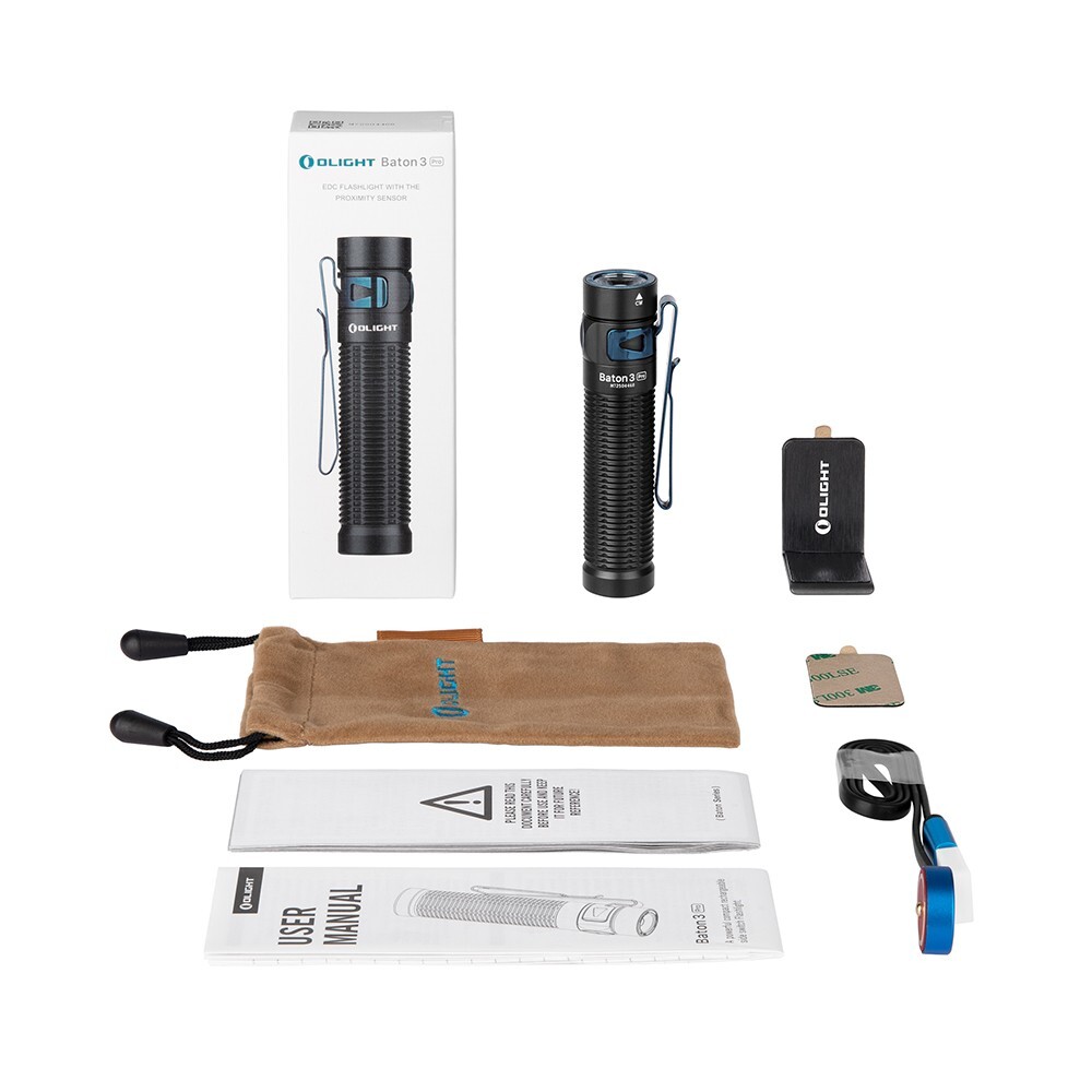 Olight Baton 3 Pro CW Rechargeable Flashlight, 1500 Lumens, Cool White