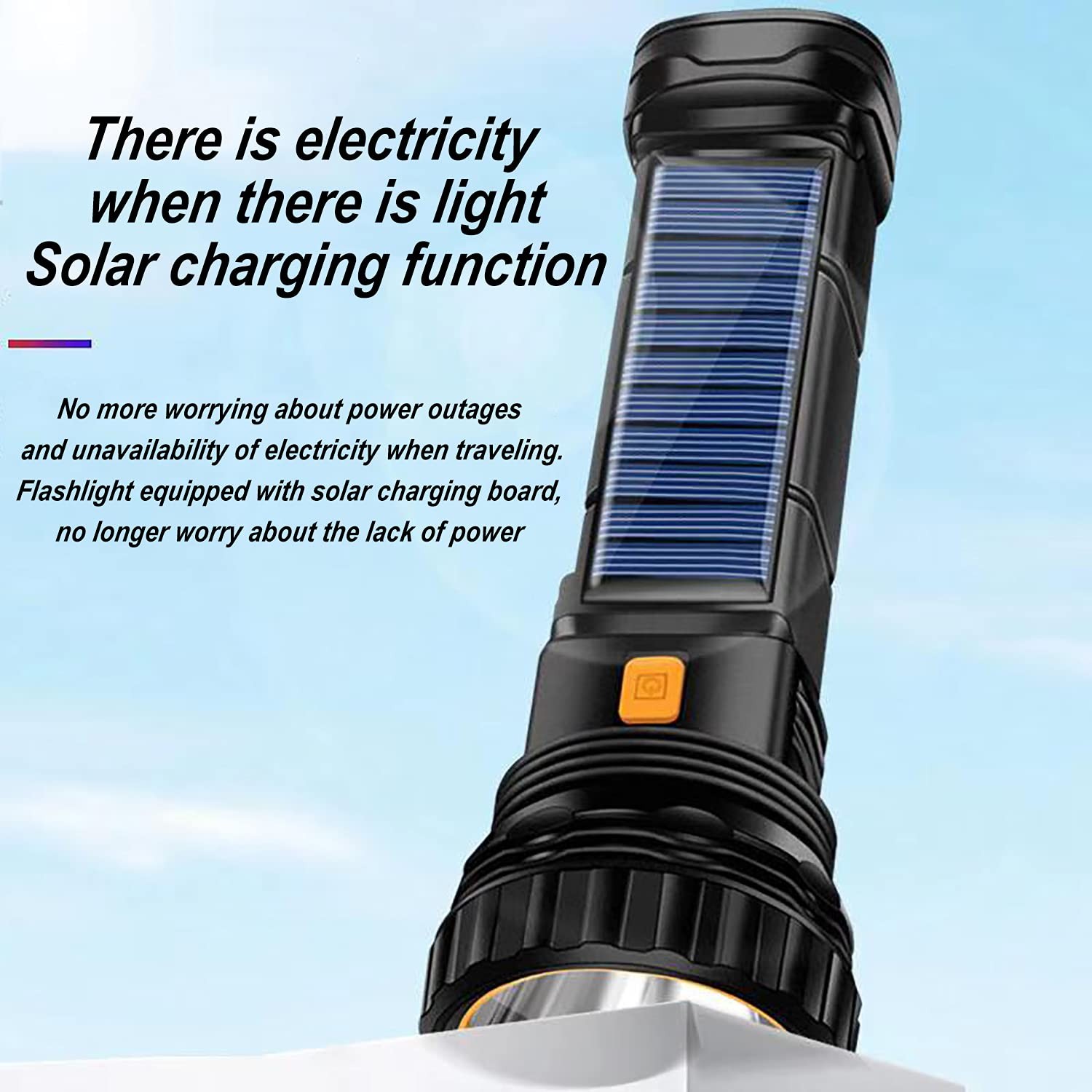 Solar Rechargeable LED Flashlight 1000 Lumens with Strobe, Camping Emergency