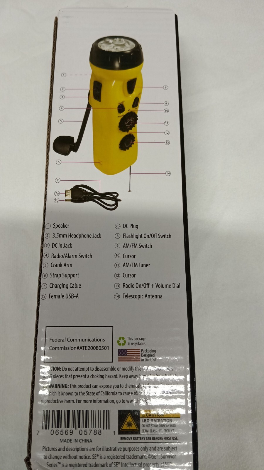 7-1/2″ 3 LED 4-IN-1 Dynamo Flashlight & Emergency Radio