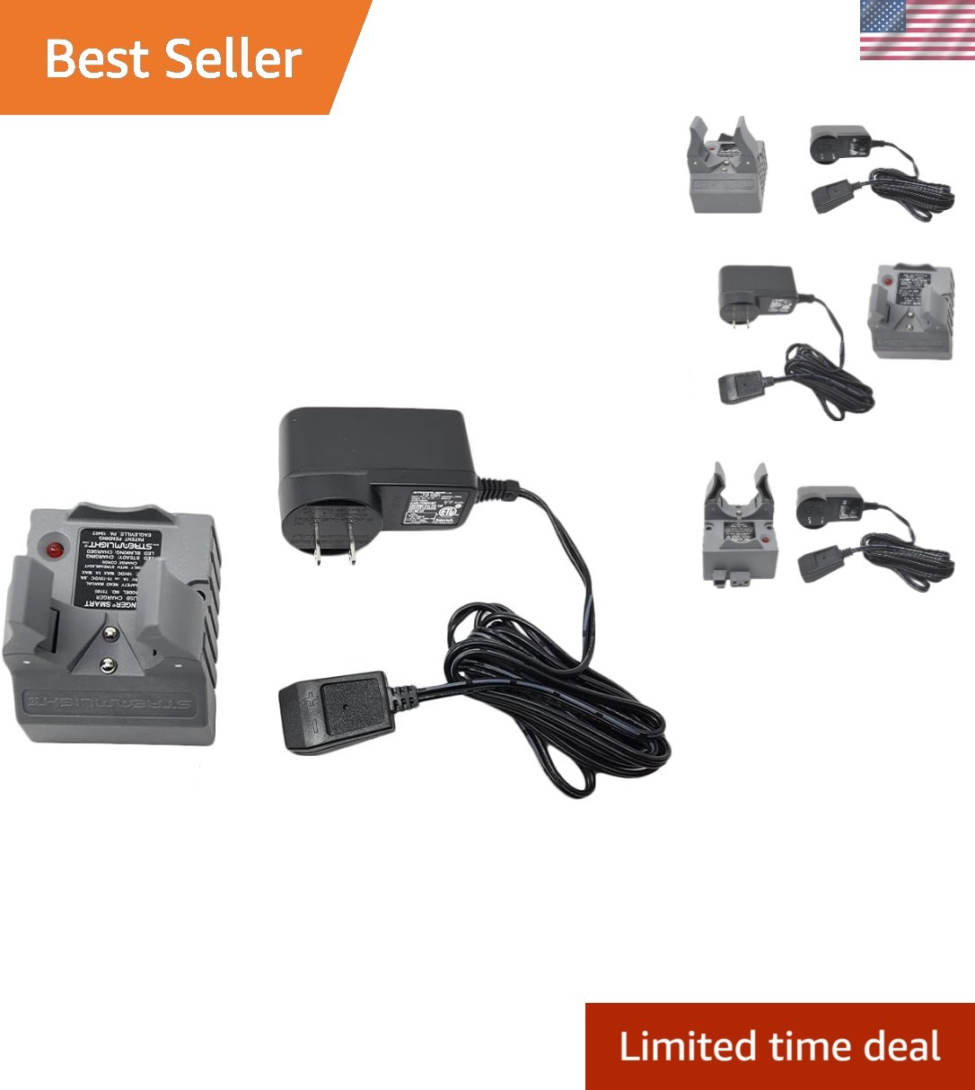 Stinger Smart Charger Holder with 100V/120V AC Wall Adapter Charge Cord – Int…