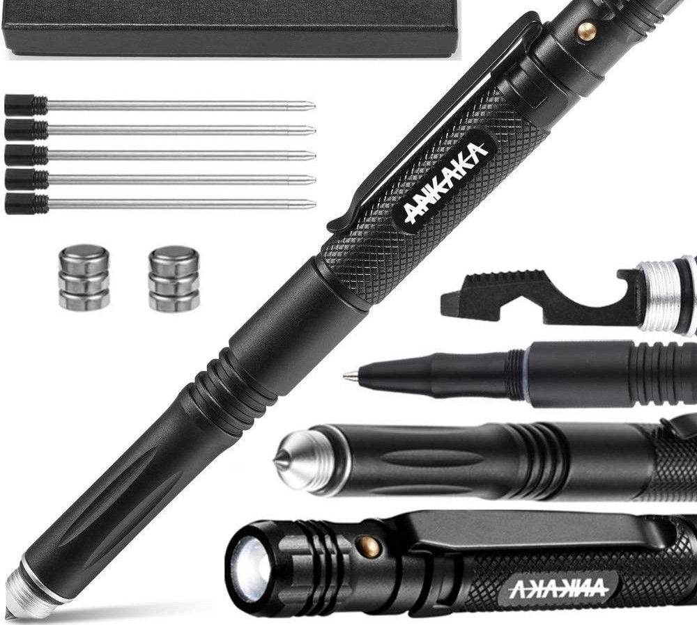 6 in 1 Tactical Pen Self Defense LED Flashlight Multi Tool Screwdriver Gift Set