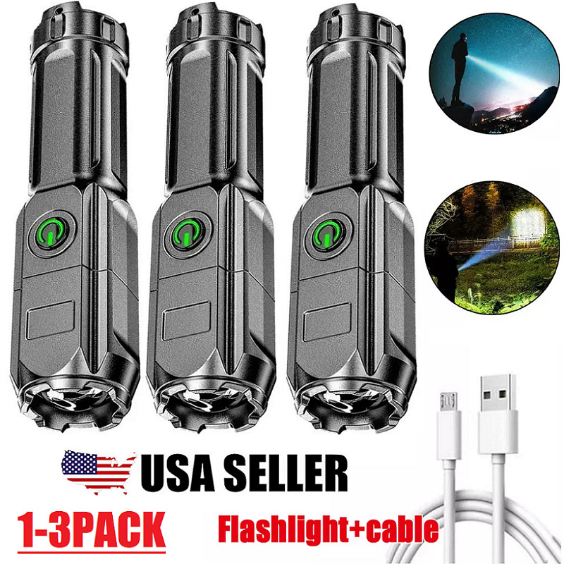 990000LM LED Flashlight Tactical Police Super Bright Torch Zoomable Rechargeable