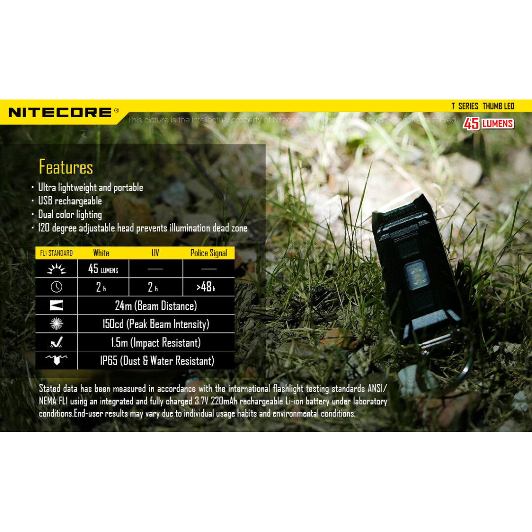 ~NEW~ Nitecore THUMB LEO 45 Lumen White & UV Keychain Light