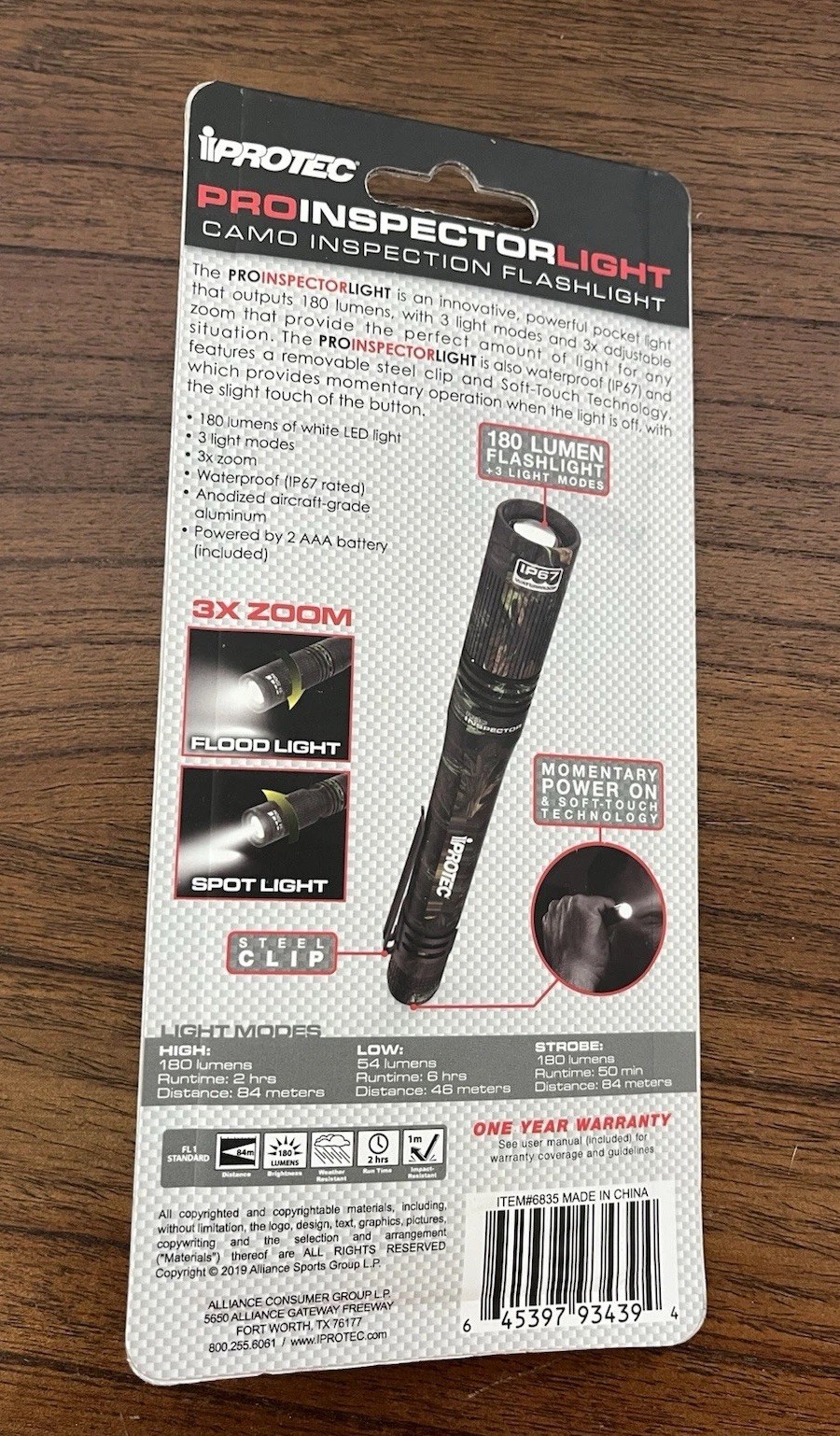 iProtec Pocket Light CAMO Pro Inspection Work Light 180 Lumens NEW IN PACKAGE