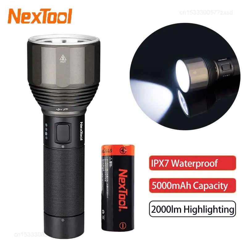 NexTool Flashlight 2000lm 380m 5 Modes IPX7 Waterproof LED Flashlight