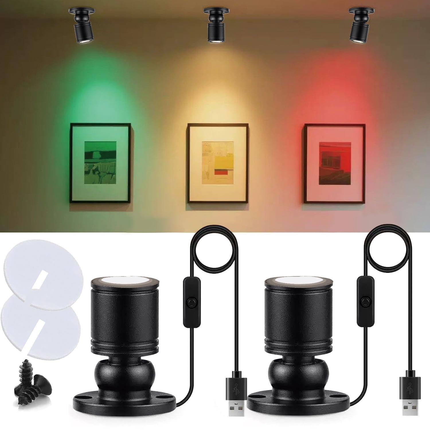 USB Powered Mini Spotlights for Displays 2-Pack – 5V Small LED Spot Lights