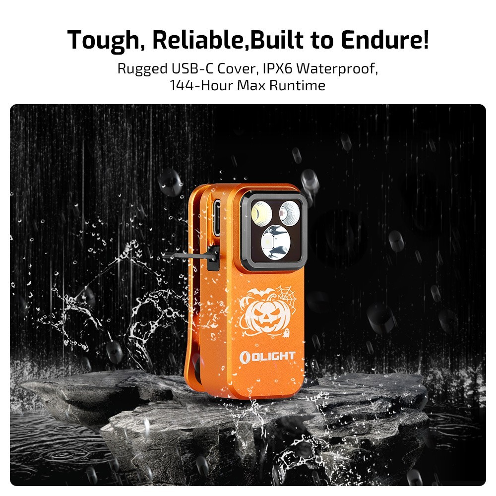 Olight Oclip Pro Orange Halloween Special Edition 1 Clip on Light, 500 Lumens