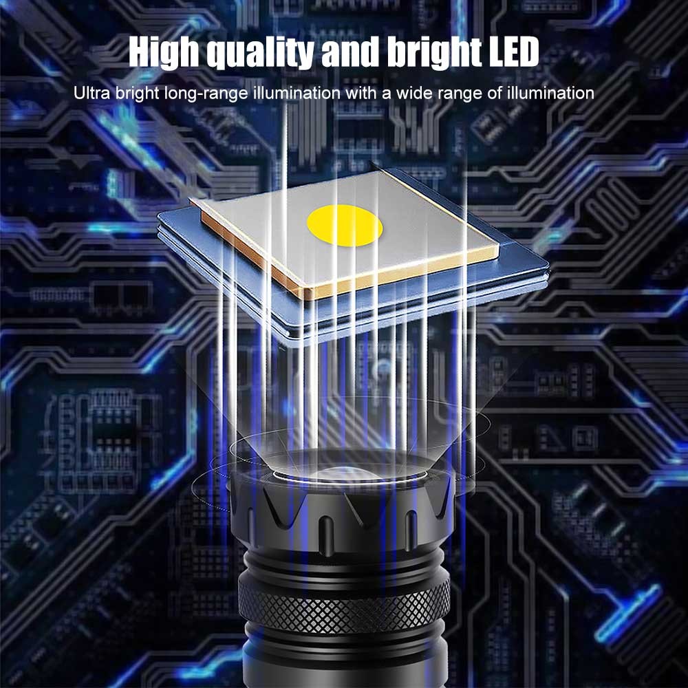 10000LM Laser LEP Flashlight Yellow Red Light Zoom USB Charging Magnetic Torch