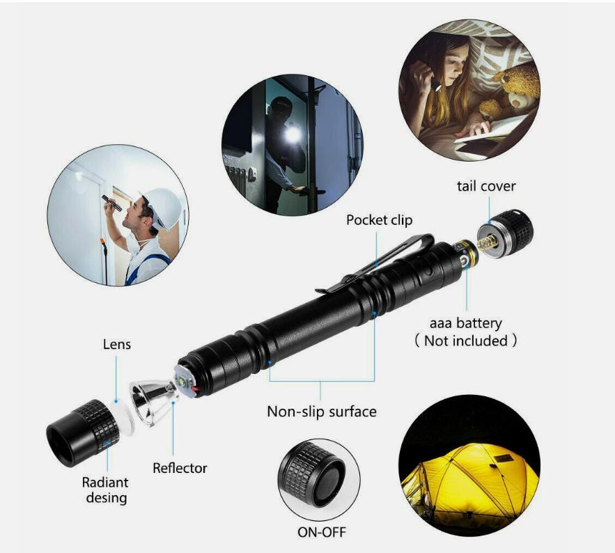 200Pc Small LED Flashlight Torch Penlight For Dentist Camping Hiking Pocket Lamp