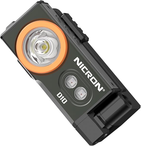 NICRON D10 EDC Flashlight Rechargeable，500 LM with Headlamp Strip，Magnet Base