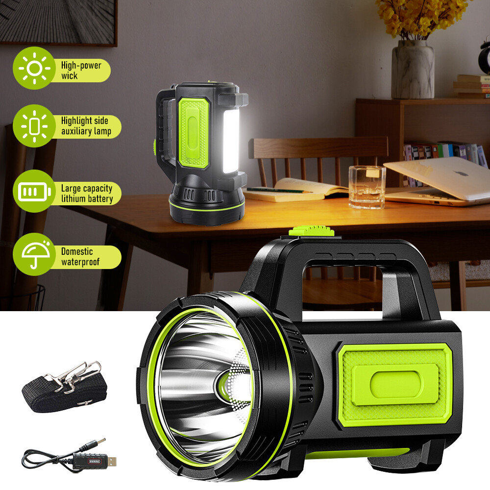 Super Bright LED Searchlight Portable Rechargeable Spotlight Handheld Flashlight
