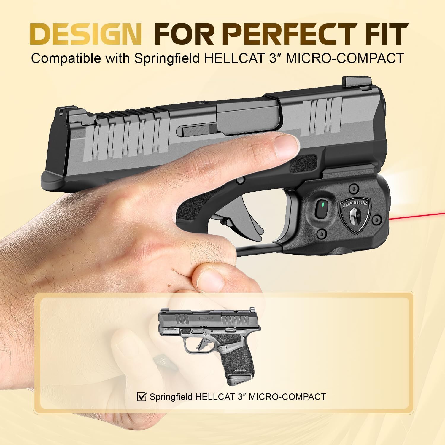 150-Lumen Pistol Light Laser & Holster Fit Springfield Hellcat 3″ Micro-Compact